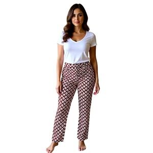 NY & Company Geometric Print Straight Leg Pants‎ Women Size 8 NWT